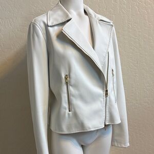 FINAL! Tahari Women's White Faux Vegan Leather Jacket